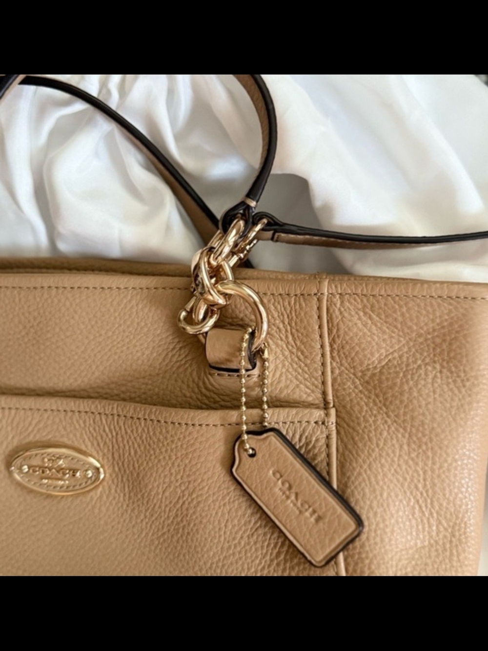Coach Pebbled Leather Satchel in Tan - Picture 2 of 6